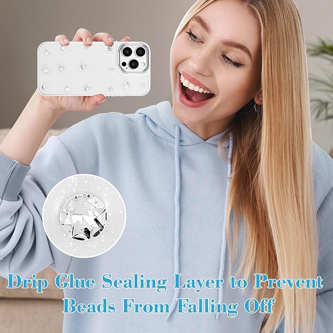 EYZUTAK Case for iPhone 13 Pro Max, Bling Glitter 3D Diamond Phone Case Cute Sparkly Crystal Clear Aesthetic Design Case Slim Soft Durable TPU Transparent Protective Cover for Women Girls - Crystal