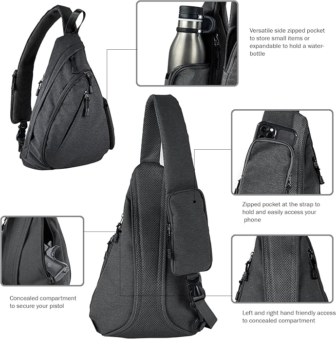 JESSIE & JAMES Peyton Crossbody Sling Backpack Concealed Carry Purse For Women Men Outdoor Chest Bag Shoulder Backpack
