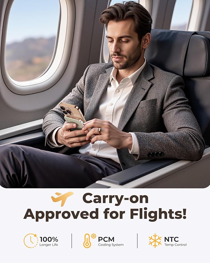 Solid-State Portable Charger for Mag-Safe, 0.39" Ultra Slim Qi2-Certified 15W Magnetic Wireless Power Bank, 5000mAh 20W Fast Charging Battery Pack for iPhone 16/15/14/13/12 Series Only-Titanium