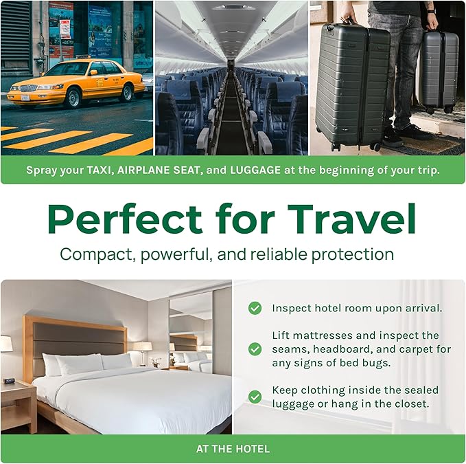 Lice, Mite, and Bed Bug Natural Travel Spray- TSA Approved 3 oz Size Bottles, Child & Pet friendly, Stain & Odor Free, For Hotels, Suitcase, Backpack, Shoes, Bed Bug Spray (2 Pack)