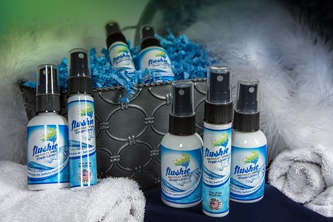 Flushie Pre-Toilet Spray: Travel Size Bathroom Spray for Toilet Deodorizer (4oz - Linen, 3 Pack)