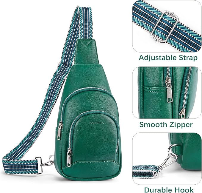 BOSTANTEN Sling Bag for Women Leather Crossbody Bag Vintage Cross Body Purse for Travel with Guitar Strap, Bohemian Style