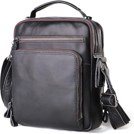 Genuine Leather Small Messenger Bag for Men Vintage Shoulder Crossbody Bags for Work Business Travel