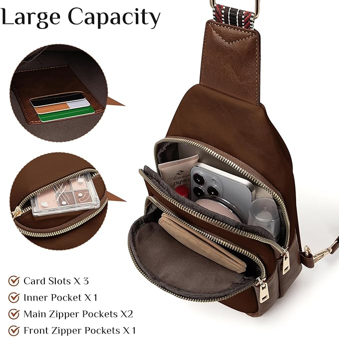 Small Leather Sling Bags for Women Fashion Crossbody Backpack Purse Sling Crossbody Bags