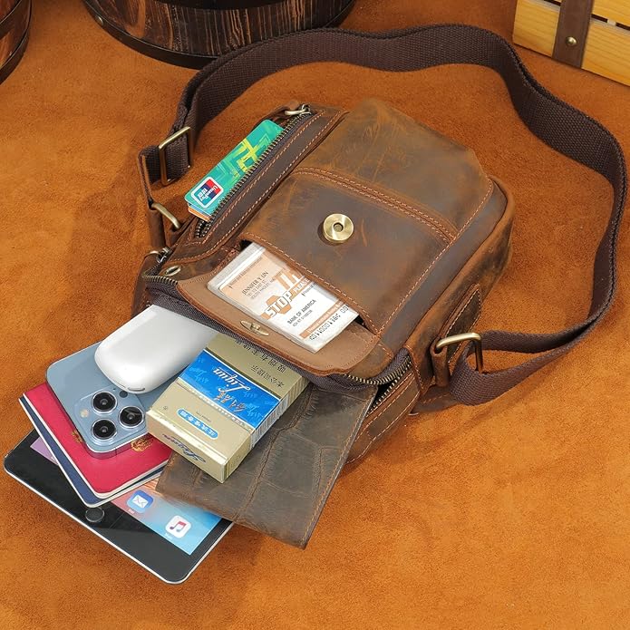 NIUCUNZH Genuine leather man purse mens crossbody sling bag small messenger shoulder Satchel