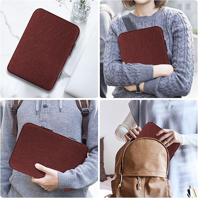MoKo 9-11 Inch Tablet Sleeve Bag Carrying Case Fits New 11inch iPad Air M3, iPad A16 2025, iPad Pro 11 M4, Air 5/4/3, iPad 10/9/8th Gen, Tab S8/S9 11", Wine Red