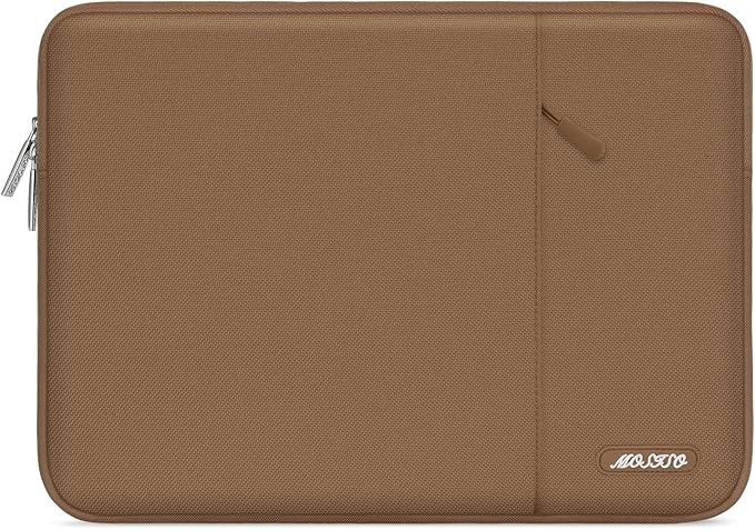 MOSISO Laptop Case 13.3 inch, 13-13.3 inch Laptop Sleeve Compatible with MacBook Air/Pro 13 / Pro 14, HP Dell ASUS Lenovo Notebook, Polyester Vertical Computer Sleeve Bag with Pocket, Mocha