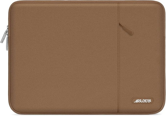 MOSISO Laptop Case 13.3 inch, 13-13.3 inch Laptop Sleeve Compatible with MacBook Air/Pro 13 / Pro 14, HP Dell ASUS Lenovo Notebook, Polyester Vertical Computer Sleeve Bag with Pocket, Mocha