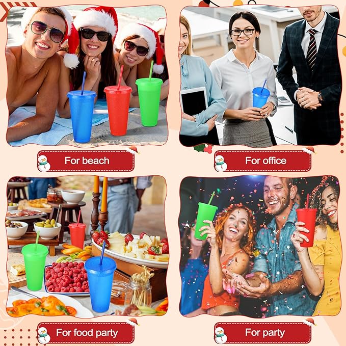 Honeydak 30 Pack Tumbler with Straw and Lid Bulk Glitter Plastic Cups Water Bottle Iced Coffee Travel Mug Reusable Party Favor Cups for Birthdays travel 24-27 oz (Primary Color)