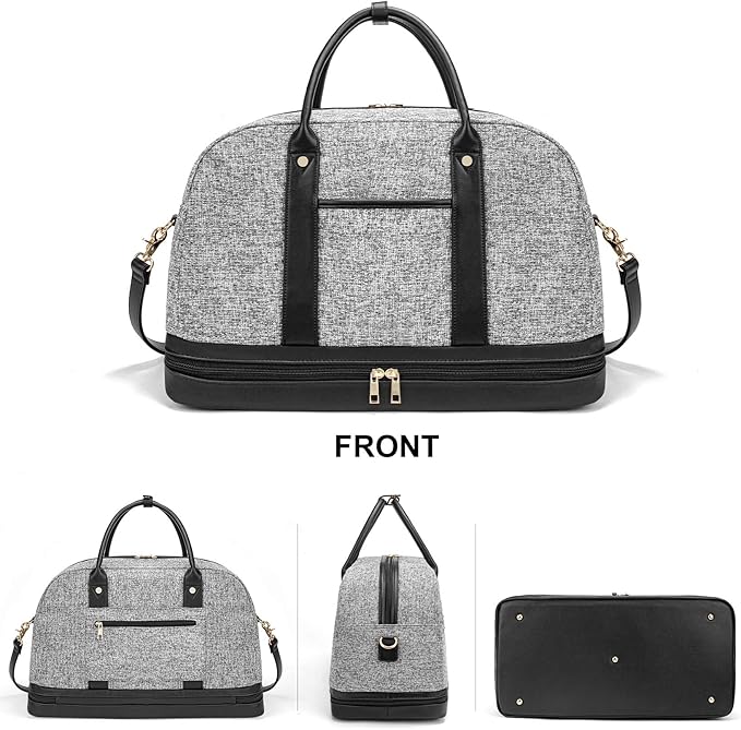 Weekender Bag for Women Canvas Overnight Bag Large Travel Tote Bag Carry on Shoulder Duffle Bag With Shoe Compartment,Perfect for Travel/Daily Use/Birthday Gift …