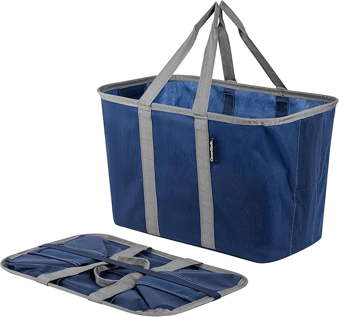 CleverMade EcoBasket Reusable Grocery Tote - Collapsible Storage Shopping Organizer - Heavy Duty Utility Bag Home
