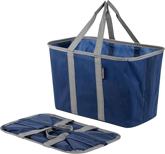 CleverMade EcoBasket Reusable Grocery Tote - Collapsible Storage Shopping Organizer - Heavy Duty Utility Bag Home