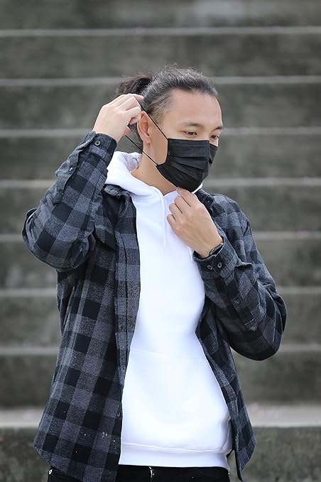 Cranberry USA C2900K Cranberry Carbon Earloop Face Masks, Black (Pack of 50)