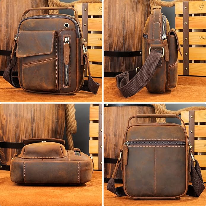 NIUCUNZH Genuine leather man purse mens crossbody sling bag small messenger shoulder Satchel