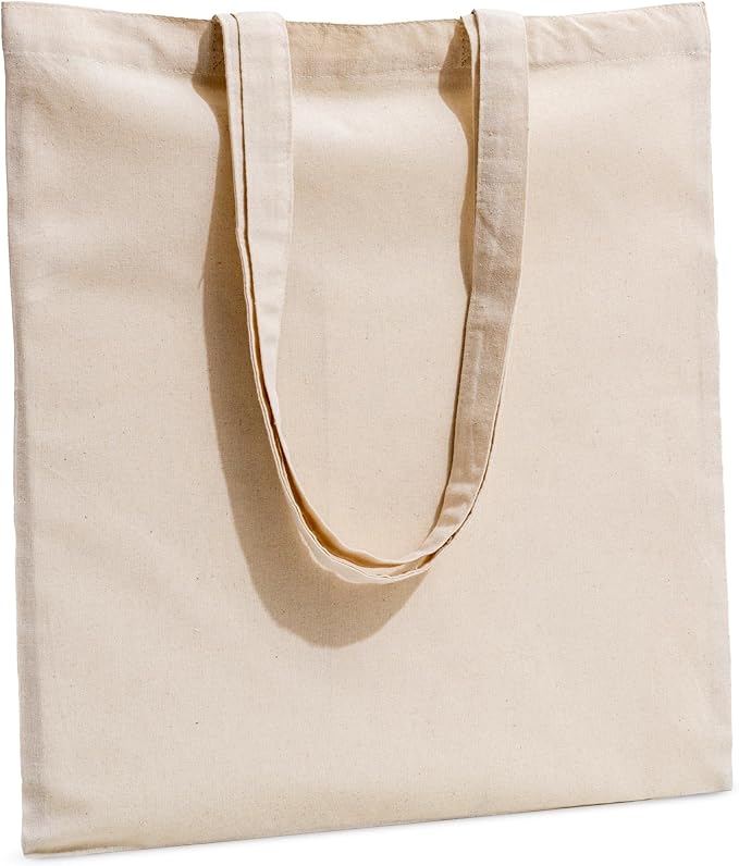 Carrywell |Not Made In China| 6 Pack Cotton Tote Bags, Lightweight Reusable Grocery Shopping Bag, Blank Bulk Cloth Totes with Handles, Great For Custom Screen Print and Gifts (15"x16")