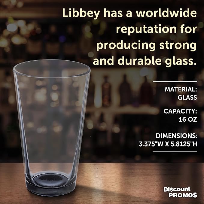 Libbey Pint Glass 16 oz. Set of 10, Bulk Pack - Beer Glasses, Heavy Duty Drinkware - Black