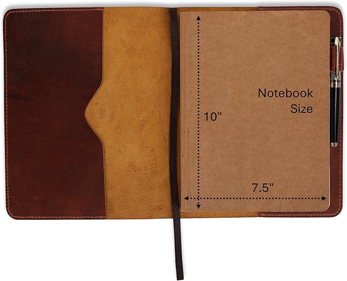 Tan B5 Journal Cover for Field Notes - 7.5x10 in XL Leather Notebook Cover Planner Cover, Refillable Leather Journal Cover, Composition Notebook Cover & Handmade Diary Cover for Travel