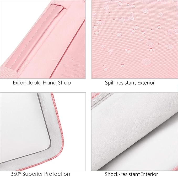 Lacdo 360° Protective Laptop Sleeve Case for 15 inch New MacBook Air M4 A3241 2025, M3 A3114, M2 A2941 2024-2023, 15 inch MacBook Pro A1990 A1707, Dell XPS 15 Plus Computer Bag, Water-Resistant, Pink