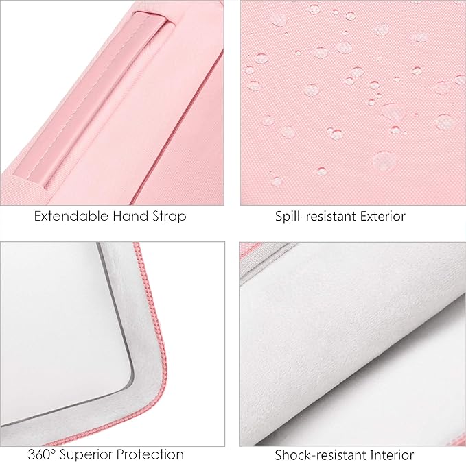 Lacdo 360° Protective 16 Inch Laptop Sleeve Case for 16 Inch HP Lenovo ASUS Acer Dell Laptop/HP Pavilion Envy/Lenovo ThinkPad IdeaPad/Acer Swift/ASUS Vivobook/Dell Computer Bag, Pink