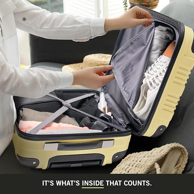 Kenneth Cole REACTION Bounds Lightweight Hardshell 4-Wheel Spinner Luggage, Pale Banana, 2-Piece Set (20" & 28")