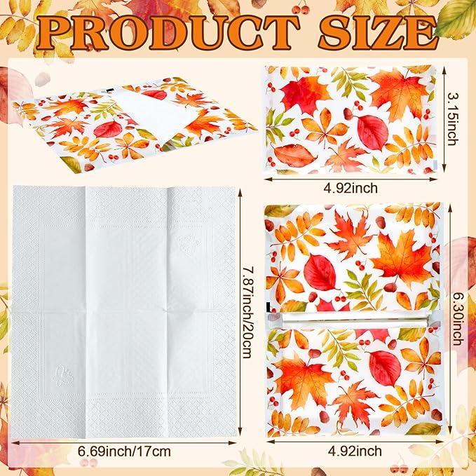 PerKoop 100 Packs Travel Size Tissues Disposable Pocket Facial Tissues Bulk for Travel Wedding Guest School Wallet Purse Home Supplies, 1000 Sheets 3 Ply(Fall Leaf)