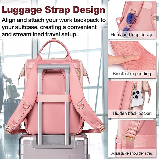 Lunch Backpack for Women, 15.6 inch Laptop Backpacks for Womens, Work Backpacks with Lunchbox,Insulated Back pack Cooler,Teacher Nurse Travel Backpack for Women