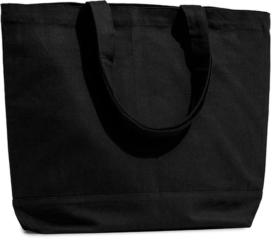 Carrywell |Not Made in China| 6 Pack Cotton Tote Bags, Reusable Grocery Shopping Bag, Durable 13oz Organic Cloth w/Handles