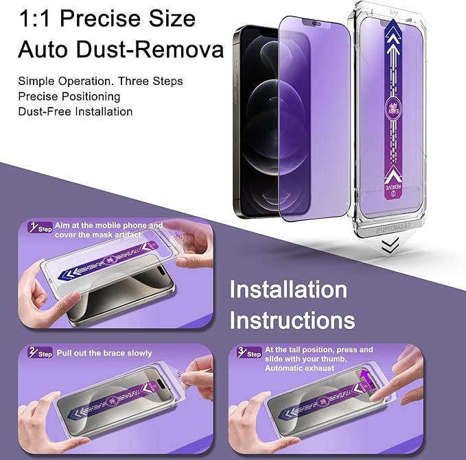 CHISHA 2-Pack Anti Blue Light Matte Screen Protector for iPhone 12 Pro Max 6.7-Inch, Auto Dust Removal, No Bubbles, High Definition Clear, Easy Installation