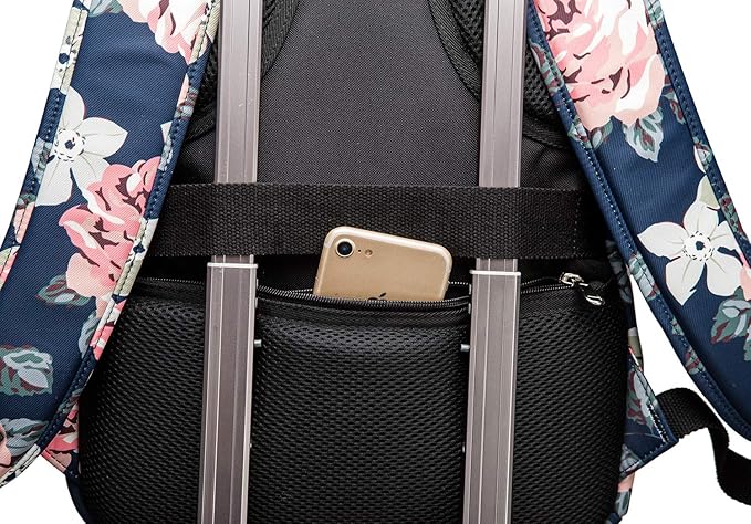 Kinmac Waterproof Laptop Travel Outdoor Backpack with USB Charging Port for 13 inch 14 inch and 15.6 inch Laptop（White Rose）