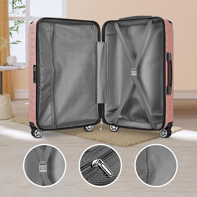 Melalenia Luggage 10 Piece Sets Clearance,Large Suitcase Set Spinner Wheels with TSA Locks,Hard Shell Pink Luggage Sets for Women Travel Suitcase (10Pcs Pink)