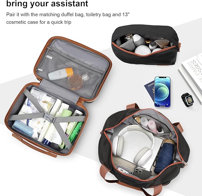 Joyway Expandable Luggage Sets 2 Piece Carry on and Check,Hardside Suitcase with Spinner Wheels and TSA Lock (Black,13/20/24)