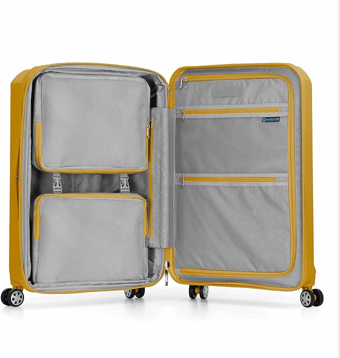 Traveler's Choice Pagosa Indestructible Hardshell Expandable Spinner Luggage, Yellow, 2-Piece Set (22/26)