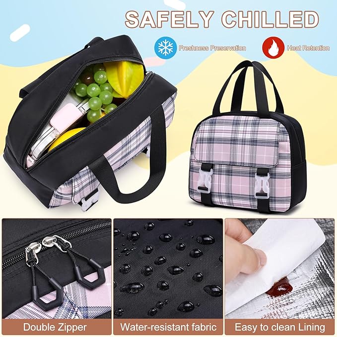 MOMUVO Backpack for Girls with Lunchbox, Kids Backpack with Lunch Box, Bookbag for Girls Kindergarten Elementary Preschool Middle School