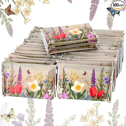 PerKoop 100 Packs Travel Size Tissues Disposable Pocket Facial Tissues Bulk for Travel Wedding Guest School Wallet Purse Home Supplies, 1000 Sheets 3 Ply(Retro Flower)
