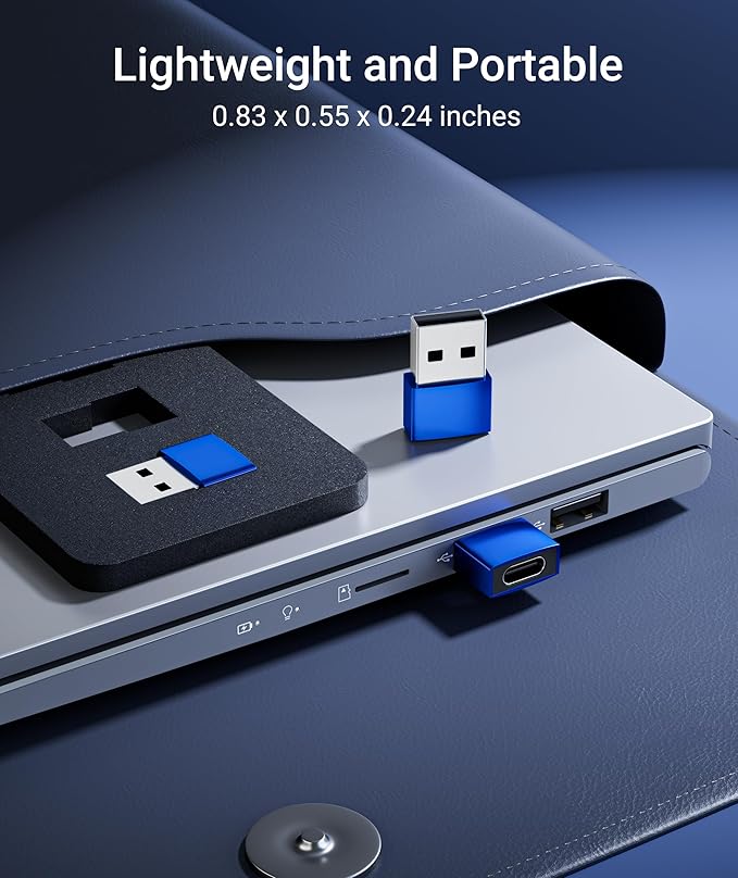 Syntech USB C Female to USB A Male Adapter 3 Pack, Type C Charger Cable Power Adapter Compatible with iPad Air 7, iPhone 17/16/15/14/13 Pro Max, Apple Watch Series 10/9/8, Samsung Galaxy S20 etc, Blue