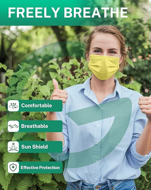 Disposable Face Masks Made in USA, 4 Ply for Families, Students, Breathable All-Day Wear & Safety, FSA HSA Eligible, ASTM Level 3 Medical Grade, 100 Pack Individual Wrap, Midnight Pastel