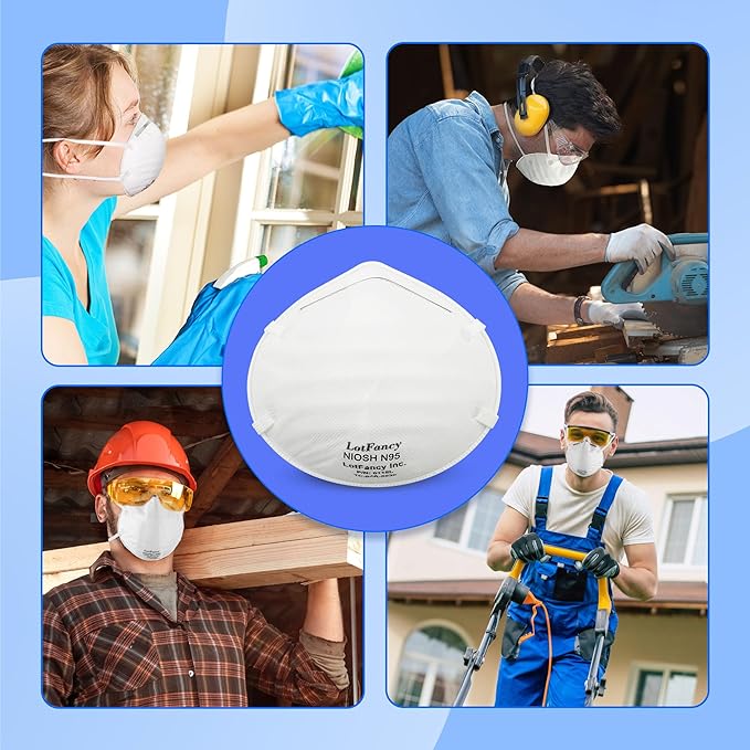 NIOSH N95 Mask, 20PCS Particulate Respirator, Disposable Face Mask, Against Dust, Air Pollution, Particle, Smoke, Safety Mask for Welding, Woodworking, Cleaning, Construction
