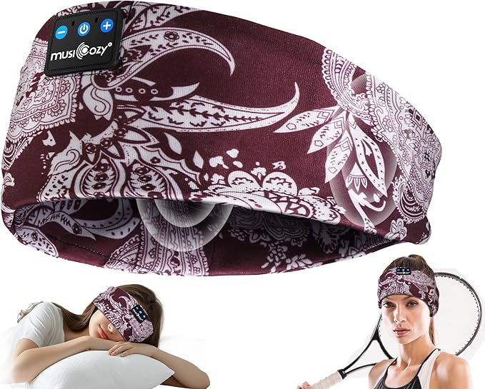 MUSICOZY Sleep Headphones Bluetooth Headband 5.4 Wireless Headband Headphones for Sleeping for Side Sleeper with Ultra-Thin HD Stero Speaker for Workout