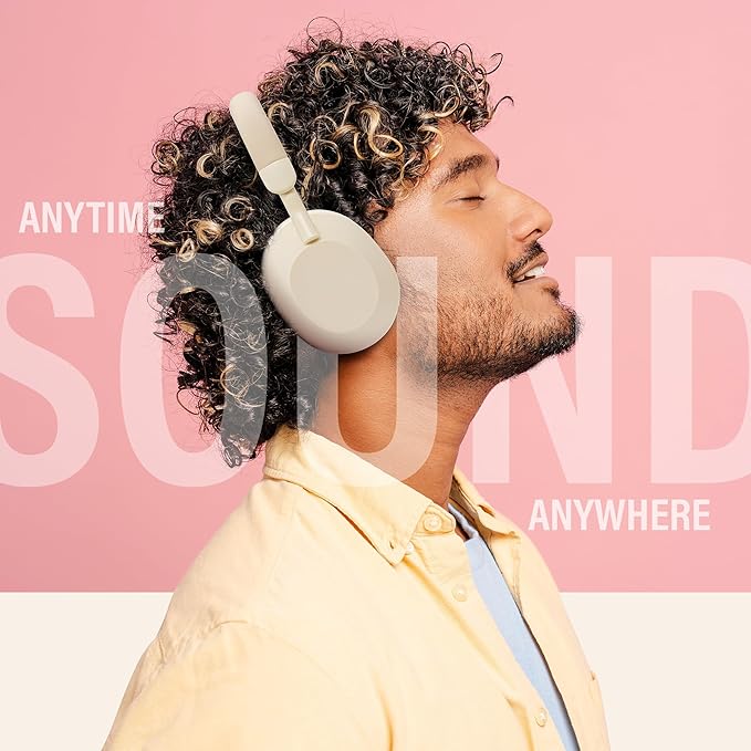 Gabba Goods Wireless Bluetooth Over-Ear Headphones – Deep Bass, 40mm Drivers, Built-in Mic, FM Radio, SD Card Playback, USB-C Fast Charging, 6H Playtime, Lightweight Comfort (Beige)