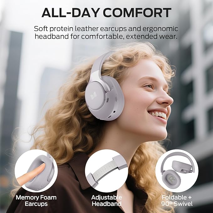 Monster Persona 5th ANC-Wireless Bluetooth Over-Ear Headphones with Microphone, 70H Playtime, Bluetooth 6.0, Comfortable and Foldable Design (Purple)