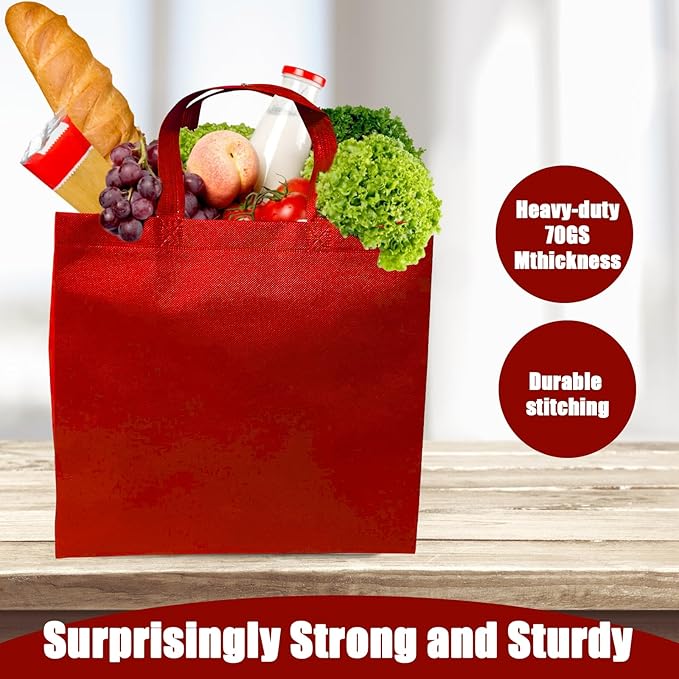 50Pcs Reusable Non Woven Shopping Bags Large Foldable Totes Bag with Handles Grocery Handbag Bulk for Boutiques