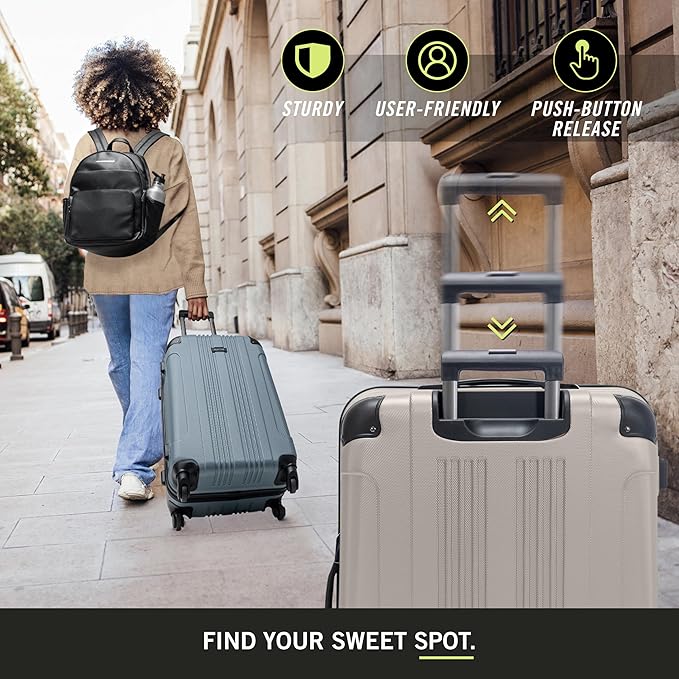 Kenneth Cole REACTION Out of Bounds Lightweight Hardshell 4-Wheel Spinner Luggage, Mushroom, 2-Piece Set (20" & 28")