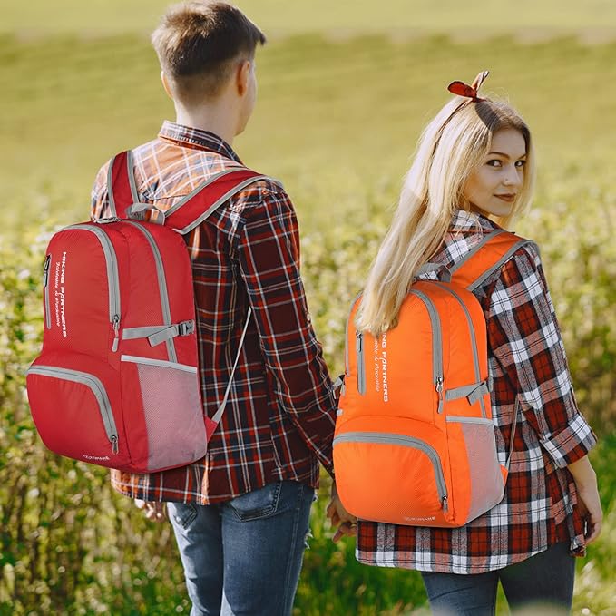 ZOMAKE Lightweight Packable Backpack, 35L Light Foldable Hiking Backpacks Water Resistant Collapsible Daypack for Travel(Red)