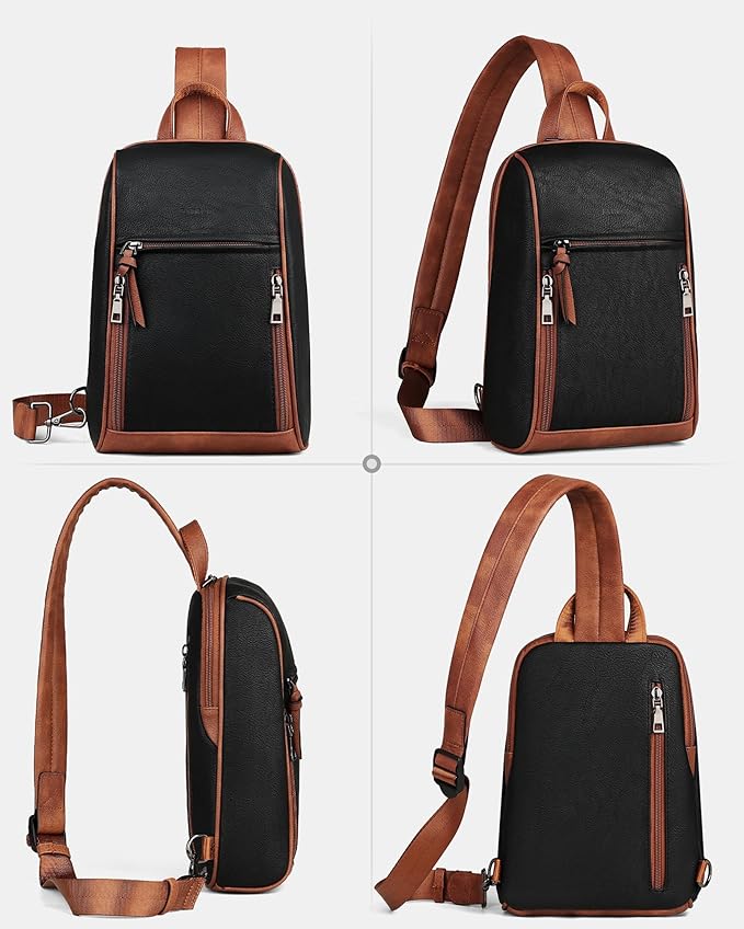 FADEON Sling Bag for Women Crossbody Purse Sling Bags, Designer Sling Purses Medium Travel Multi-Pocket Sling Backpack