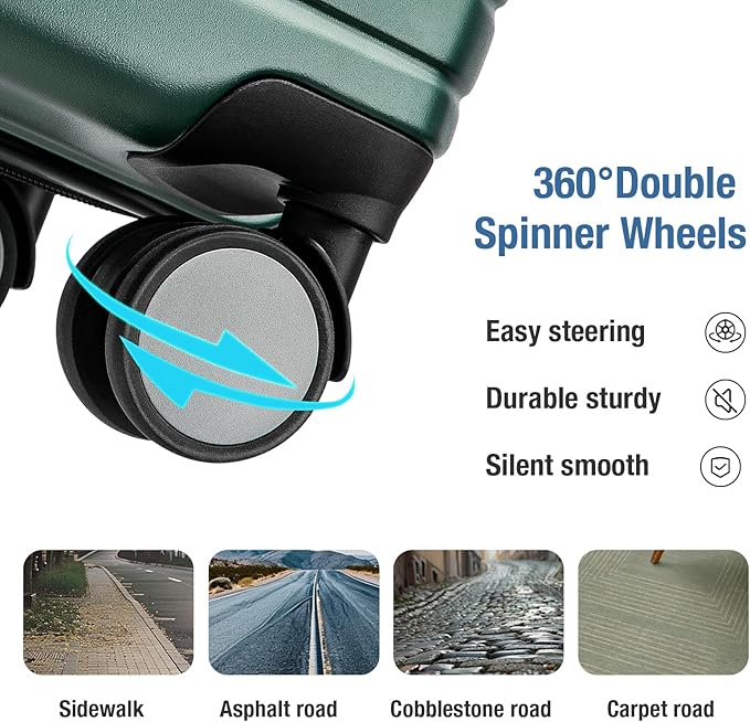 KYME Carry On Luggage 22x14x9 Airline Approved with TSA Lock Hard Shell Carry On Suitcase Lightweight Suitcases with Wheels Small Luggage for Men Women,Carry-On 20 Inch,Green