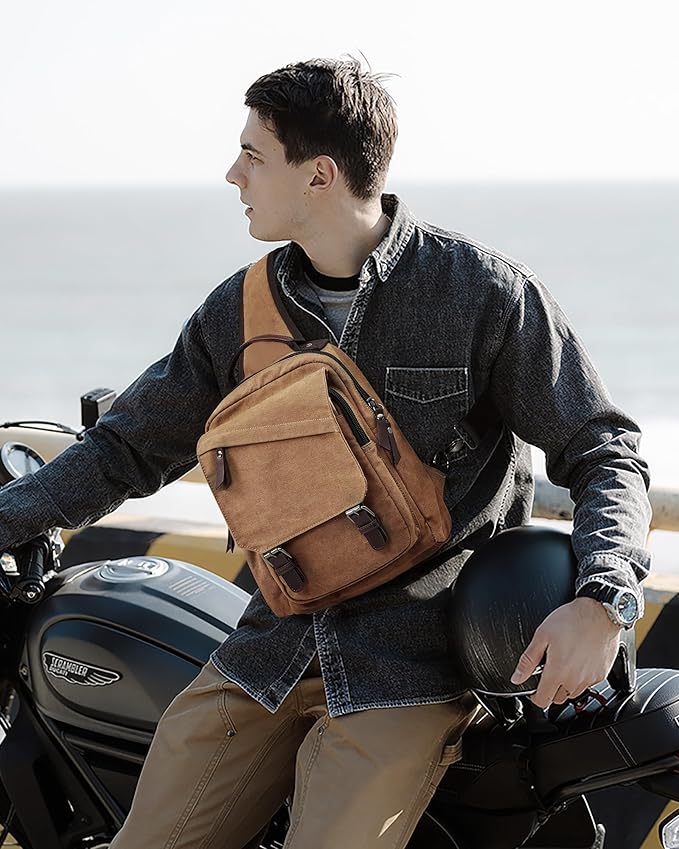 Messenger bag for Men,Small Sling Crossbody Backpack Shoulder Bag for Men Women,canvas Strap Backpack Sling Bag