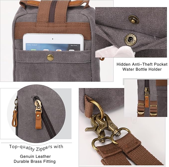 KL928 Canvas Sling Bag crossbody Bags Small Backpack Pack Travel Purse convertible purses for Women Men