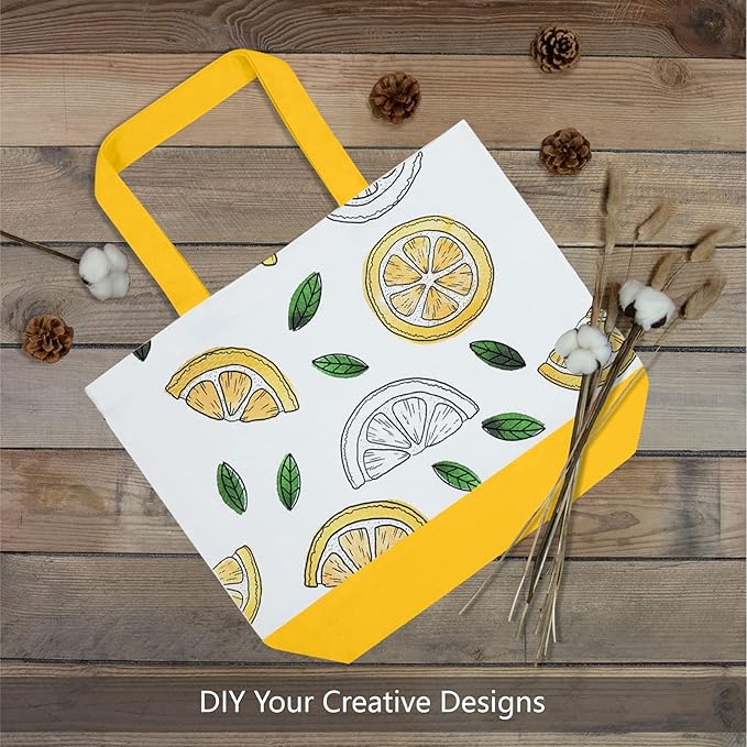 TOPDesign 1-Pack Super Strong Large 12oz Cotton Canvas Tote Bag, Reusable Grocery Shopping Cloth Bag, Fashionable Two-Tone Tote for Crafts, DIY Your Creative Designs