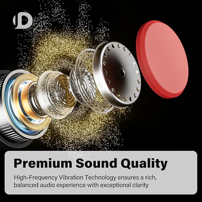 Bone Conduction Headphones, Open Ear Headphones Wireless Earphones, 32GB MP3, 8 Hours Playtime, Bluetooth 5.3, IP68 Waterproof Earphones for Running and Fitness Workout - Red