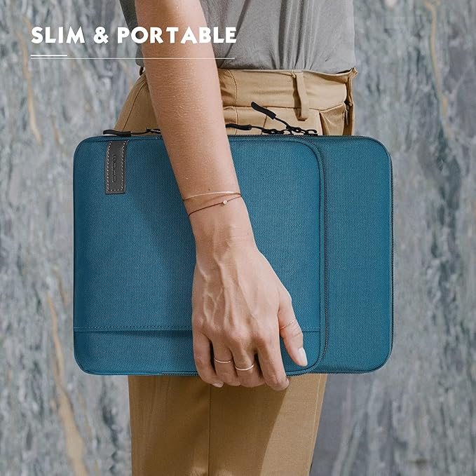 MoKo Laptop Sleeve Bag for 13.3-14 Inch, Notebook Carrying Case with Pocket Fits New MacBook Pro M3/M2 14" /13" M2/M1 Pro/M1 Max 14.2 2023-2021/Air 13.6" M2 2022, Surface Pro 9/8 13", Peacock Blue